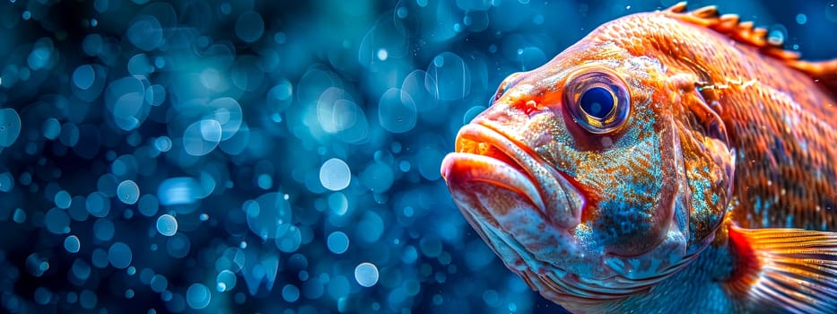 Vibrant Tropical Fish in Underwater Scene with Bokeh Light, copy space
