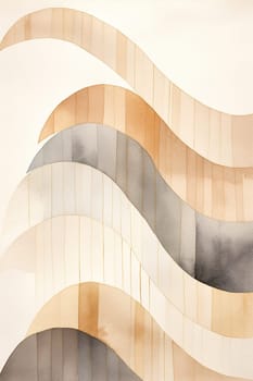 Sleek minimalist watercolor print in Nordic design. Abstract art. Muted colors. Perfect for modern interiors, contemporary spaces. Scandinavian style. Geometric shapes. Vertical format. Generative AI