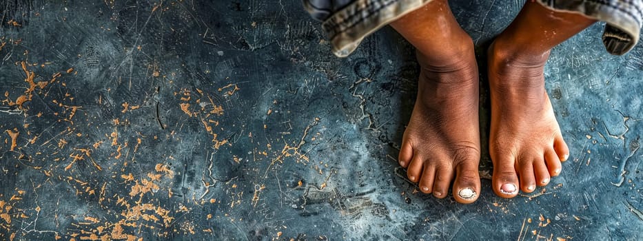 Bare Feet on Textured Ground, A Study of Contrast and Texture, copy space