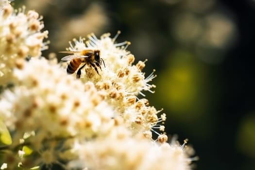 Bee collect nectar. Summer plant. Generate Ai