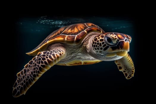 Underwater cute turtle. Nature wild. Generate Ai