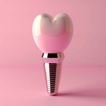 Luxury dental implant isolated on blue background. 3D rendering.