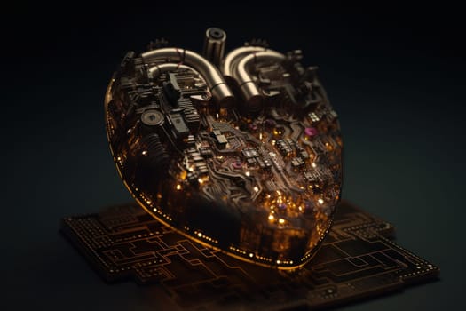 Electric cyberpunk heart. Engine machine. Generate Ai