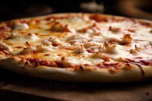 Cheesy pizza with meat. Italian food meal. Generate Ai