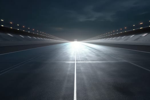 Night race track finish line. Start speed. Generate Ai