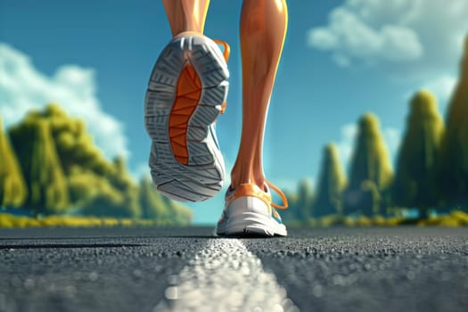 Cartoon character running legs, Jogging athletes, Legs of happy running, 3d render illustration.
