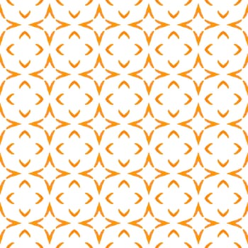 Ethnic hand painted pattern. Orange quaint boho chic summer design. Watercolor summer ethnic border pattern. Textile ready adorable print, swimwear fabric, wallpaper, wrapping.