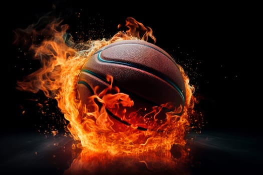 Basketball ball in fire. Sport play game. Generate Ai