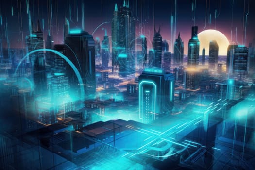 Futuristic city. Cyber future scene. Generate Ai