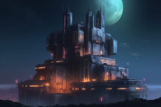 Cyberpunk palace. Urban cityscape architecture. Generate Ai