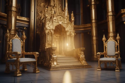 Luxury king throne. Room interior. Generate Ai