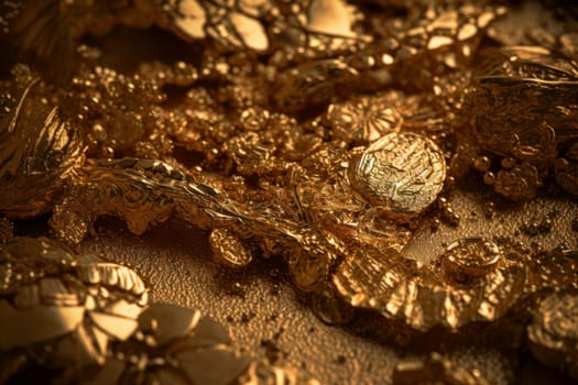Gold realistic detailed. Golden brush wave. Generate Ai