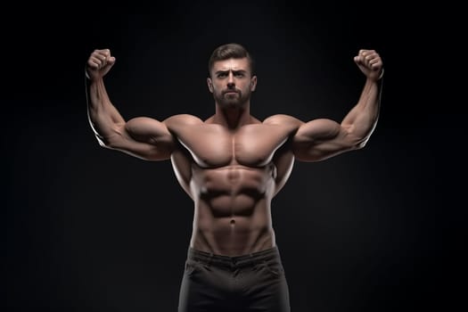Strong gym man. Sexy fit body. Fictional person. Generate Ai