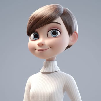 Cartoon 3d girl. Woman character. Generate Ai