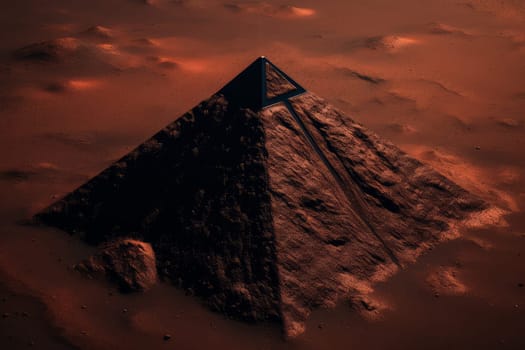 Stone big pyramid. Energy structure. Generate Ai