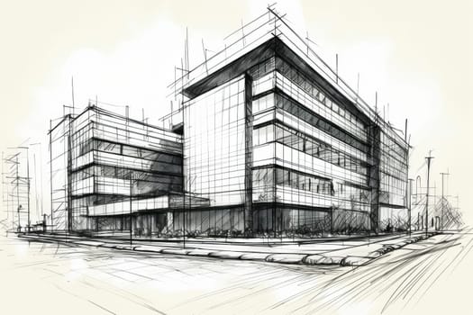 Architect building sketch. Modern project. Generate Ai