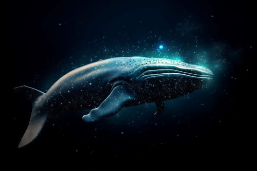 Beautiful heavenly whale. Art love design. Generate Ai