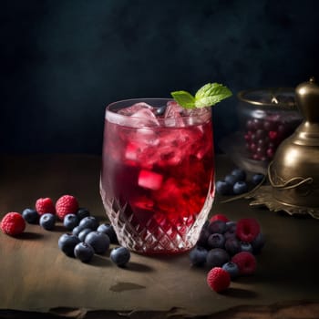 Blueberry cocktail drink. Bar soda juice. Generate Ai