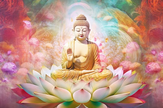 Buddha lotus meditation. Travel zen. Generate Ai