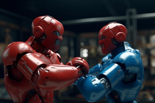 Boxing fight robot. Robotic power. Generate Ai