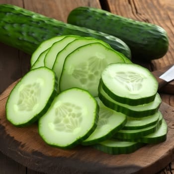 Cutted fresh cucumber. Home produce. Generate Ai