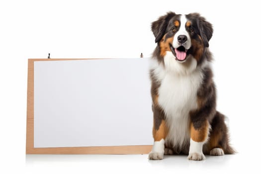 Cute dog animal. Holding a placard. Generate Ai