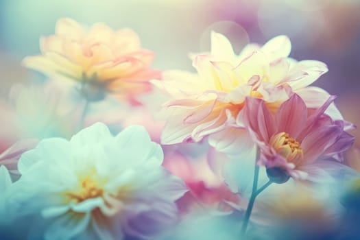 Drawing flowers in pastel smoke. Nature spring. Generate Ai