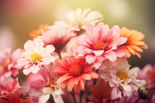 Field of flowers. Spring nature wild. Generate Ai