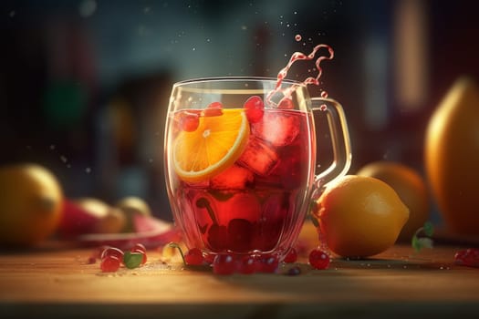 Fresh fruit juice. Summer nutrition. Generate Ai