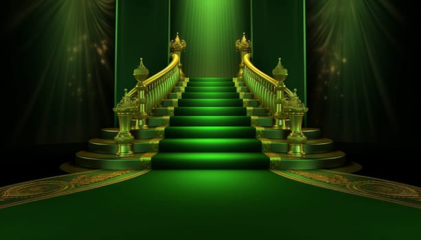 Green carpet at castle. Artificial land. Generate Ai