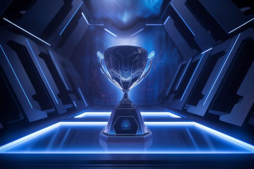 High tech trophy. Prize best cup. Generate Ai