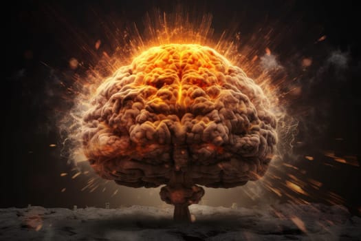 Human brain explosion. Mind science. Generate Ai