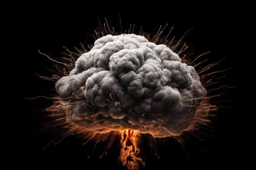 Human brain atomic explosion. Human mental. Generate Ai