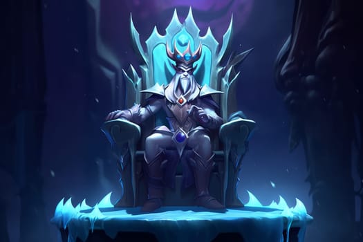 Ice king. Winter snow throne. Generate Ai