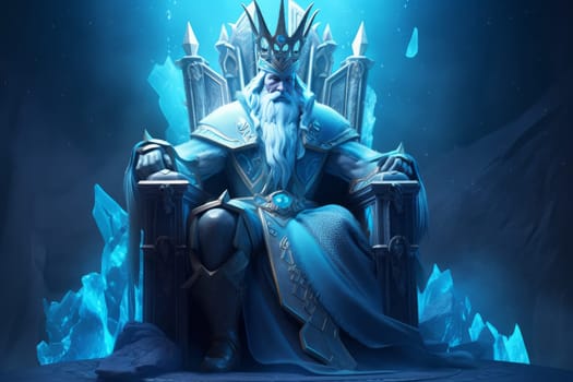 Ice king on throne. Walker north warrior. Generate Ai
