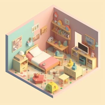 modern interior kid room. Home wall. Generate Ai