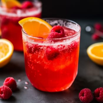 Red frosty berry cocktail. Juice bar fruit. Generate Ai