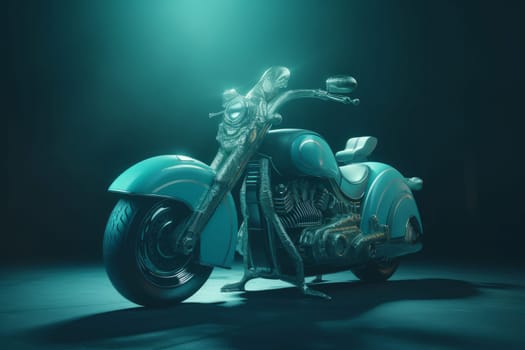 Riding bike chopper. Rider power. Generate Ai