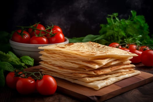 Armenian bread lavash. Wheat meal snack. Generate Ai