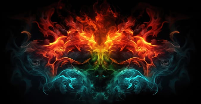 Abstract background with fire flames on dark background