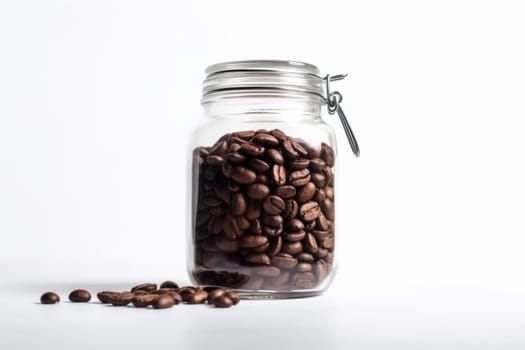 Coffee beans in glass jar. Food natural. Generate Ai