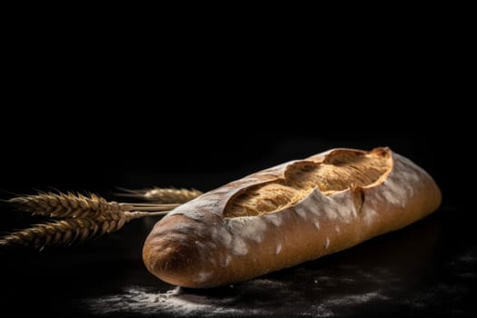 French baguette. Pastry bakery loaf. Generate Ai