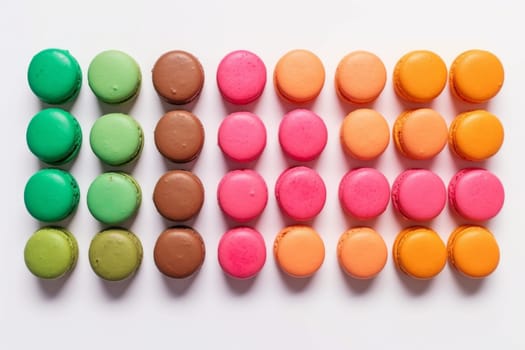 French macarons top view. Bakery dessert. Generate Ai