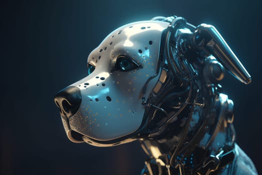 Cute robot dog head. Future machine. Generate Ai