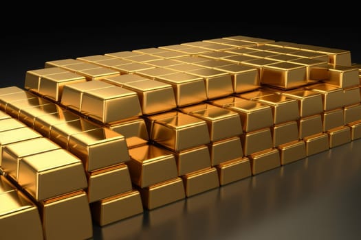 Gold stack bars. Business bank. Generate Ai