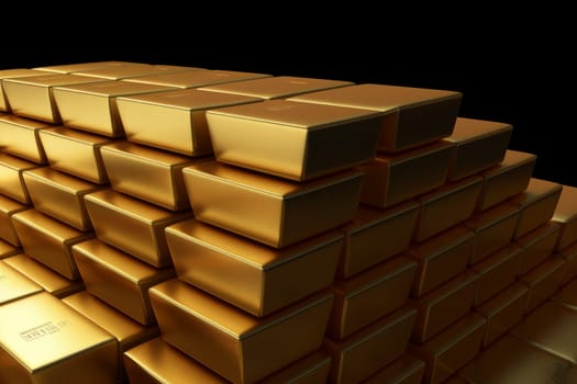 Bank gold stack bars. Bank exchange. Generate Ai