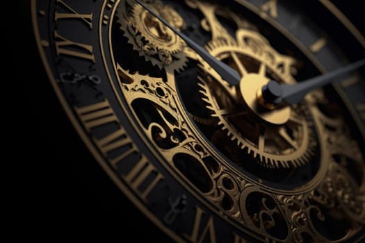 Old gold clock time. Concept design. Generate Ai