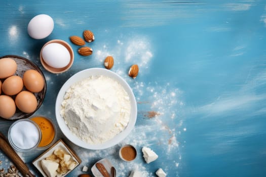 Healthy baking ingredients. Flour food. Generate Ai
