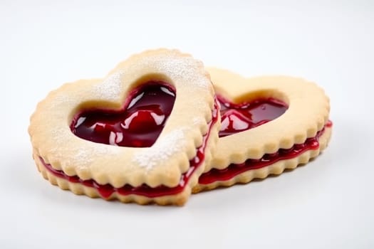 Heart jam cookies. Tasty valentines dessert. Generate Ai