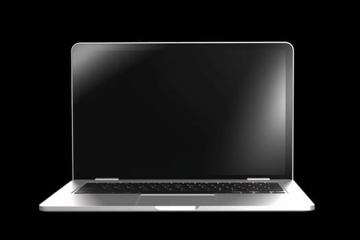 Realistic laptop on black background. Computer blank. Generate Ai